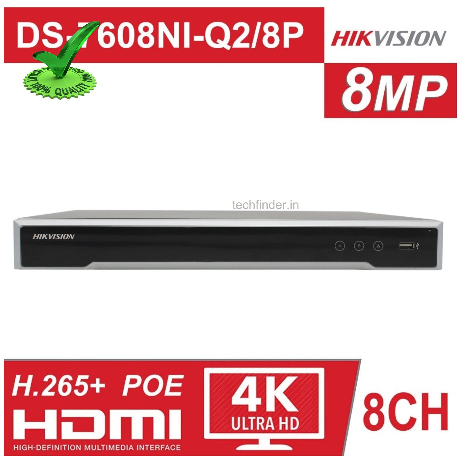 Hikvision DS-7608NI-Q2/8P 8ch POE 4k Nvr Hikvision DS-7608NI-Q2/8P 8ch POE 4k Nvr